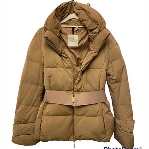 Tan/Beige Moncler Jacket with Waist Belt